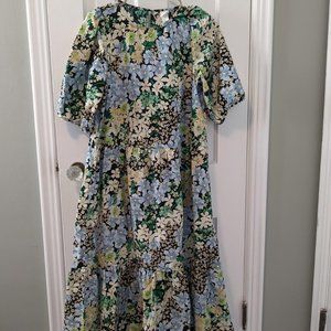 Black, Floral, Midi Dress (xs)